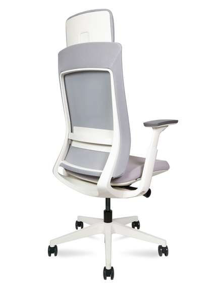 Кресло офисное Норден / Осло / Oslo / серая сетка /серый пластик / база белая