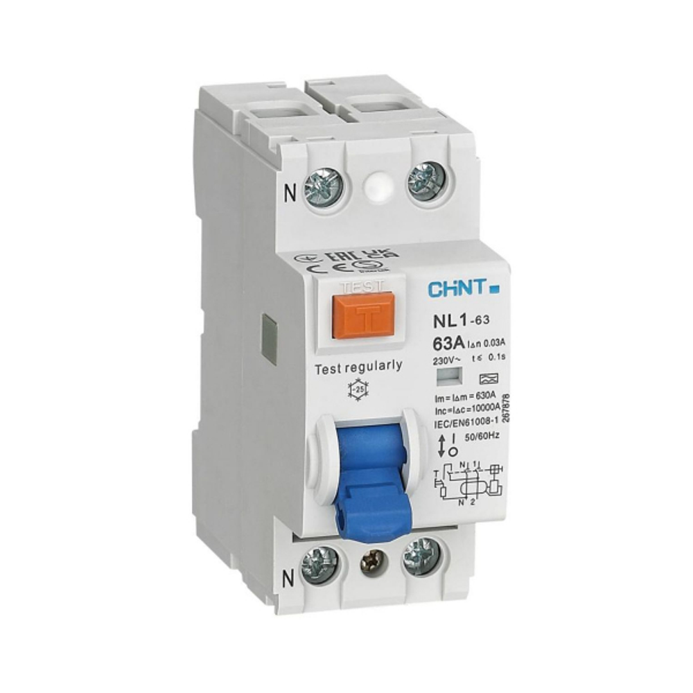 CHINT УЗО NL1-63 6kA 2П 16A 30mA тип AC (R)