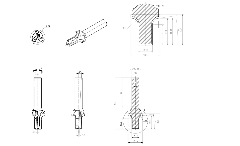 PCD концевая фреза D.24x25,5 S.12x50 Z3