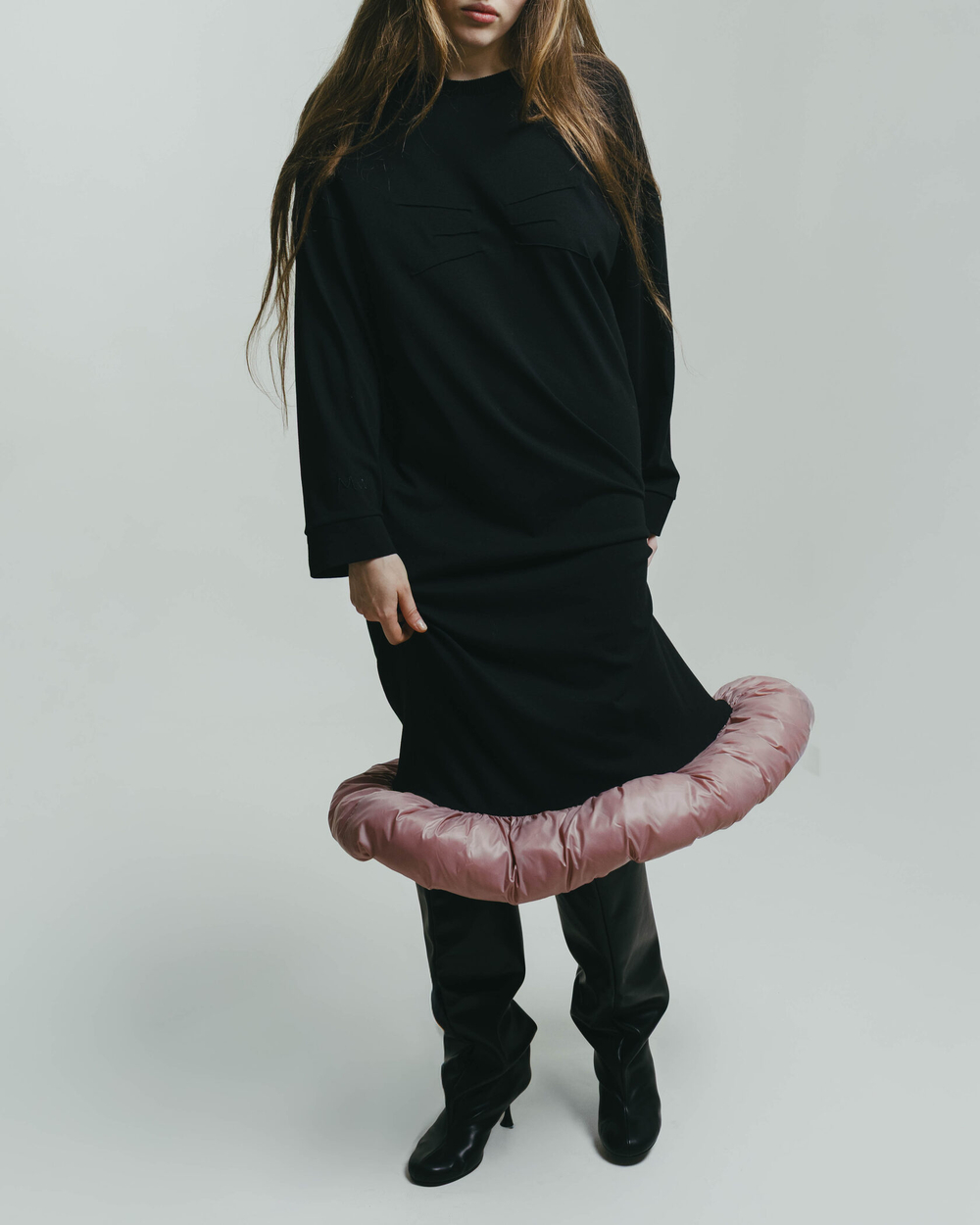 Платье Women Thumbelina Dress with Long Sleeves Middle, Black and Rose