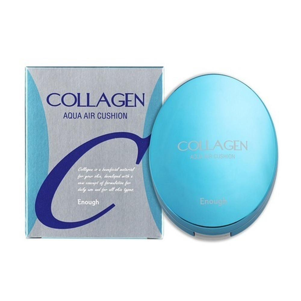 Enough collagen aqua air cushion увлажняющий кушон с коллагеном SPF50+/PA+++ № 21 натурально-бежевый
