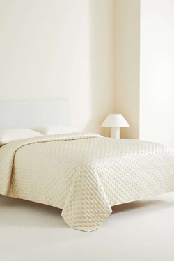 ZARA HOME ПРОСТОЕ АТЛАСНОЕ ОДЕЯЛО, КАВА