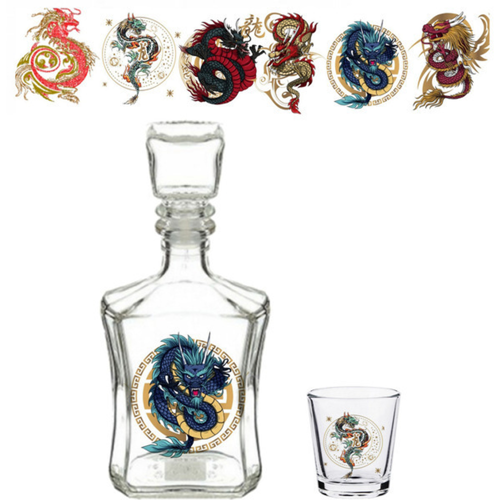 Графин антена+6 стопок 50мл «Античный Китай» 6 видов в чемоданчике