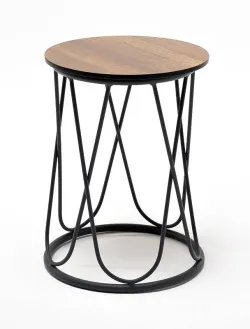 "Перу" журнальный стол из HPL круглый Ø40 H55, каркас из алюминия темно-серый (RAL 7024) муар, цвет столешницы "дуб"