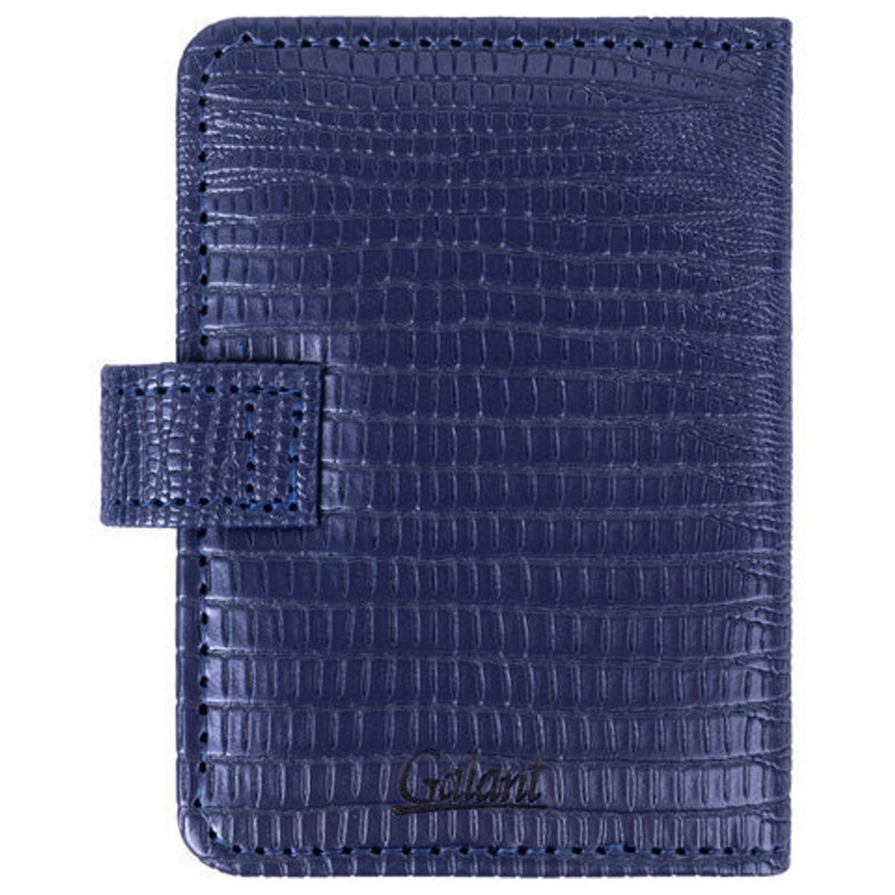 Визитница/кредитница однорядная GALANT "Contract", на 24 карты, под кожу крокодила, застежка, синяя, 235398