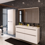 Шкаф зеркальный Lemark ZENON 120х80 см 3-х дверный, с козырьком-подсветкой, с розеткой, цвет корпуса: белый глянец