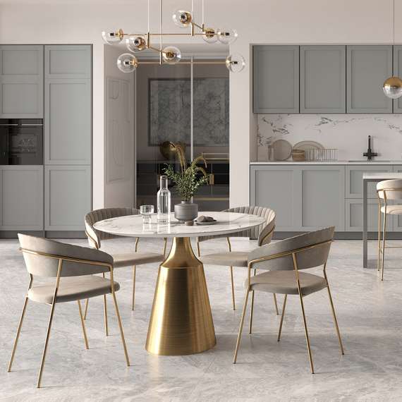 Стул Turin бежевый с золотыми ножками