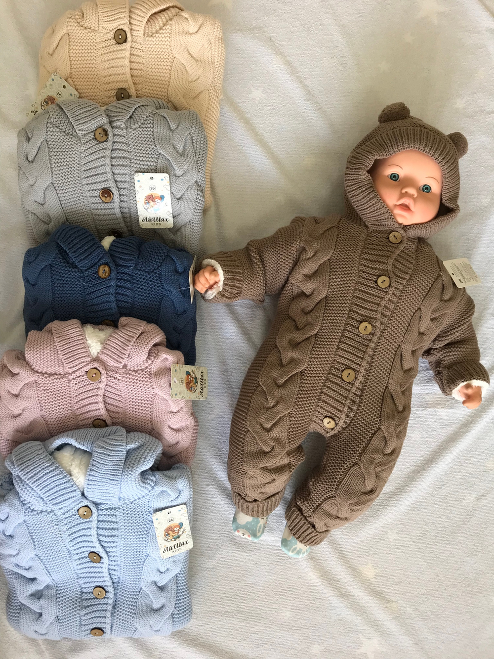 Комбинезон вязаный "АйШах" с мехом (открытые ножки) (Цвет: Молочный, Размер: 26)