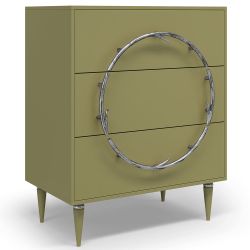Комод Арт Колор matte Классик Сильвер с 3 ящиками Зеленая олива матовая