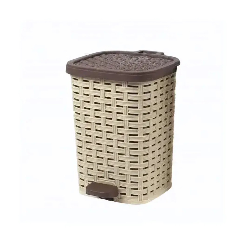 Ведро мусорное с педалью 6 л плетёное бежшт