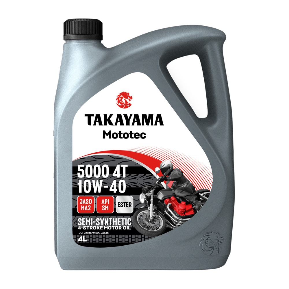 Моторное масло Полусинтетическое Takayama Mototec 5000 4T SAE 10W-40 API SM JASO MA2, 4л
