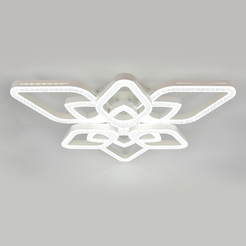 Потолочный светодиодный светильник 113Вт, 7708лм, 3000-6000K, Ra>80, плавная регулировка мощности, изменение цветовой температуры, пульт, металл/акрил, белый