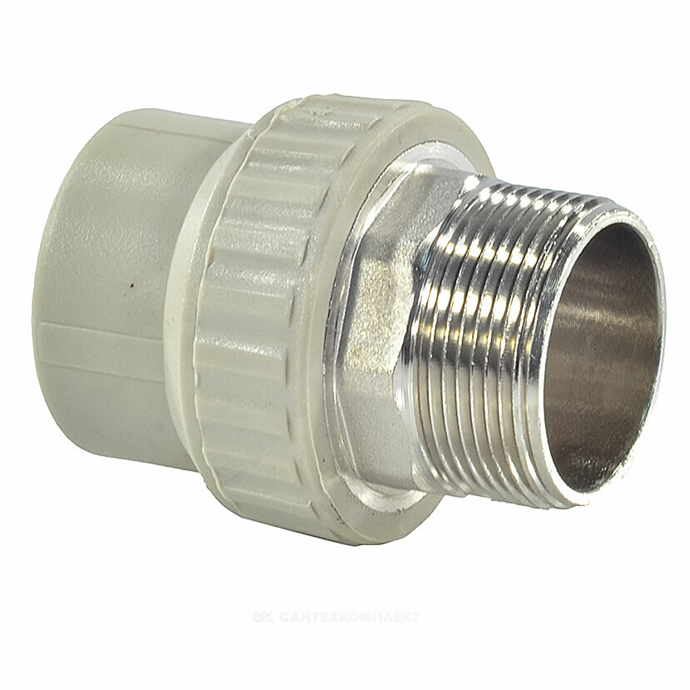 Муфта PP-R комбинированная серая Дн 40х1 1/2" НР под ключ VALFEX 10135240Г