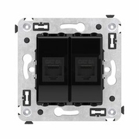 Компьютерная розетка RJ-45 без шторки в стену, кат.6А двойная, "Avanti", "Черный квадрат"