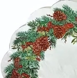 Салфетки бумажные круглые RONDO Новогодний венок-3, d-32см, 3 слоя, 12л