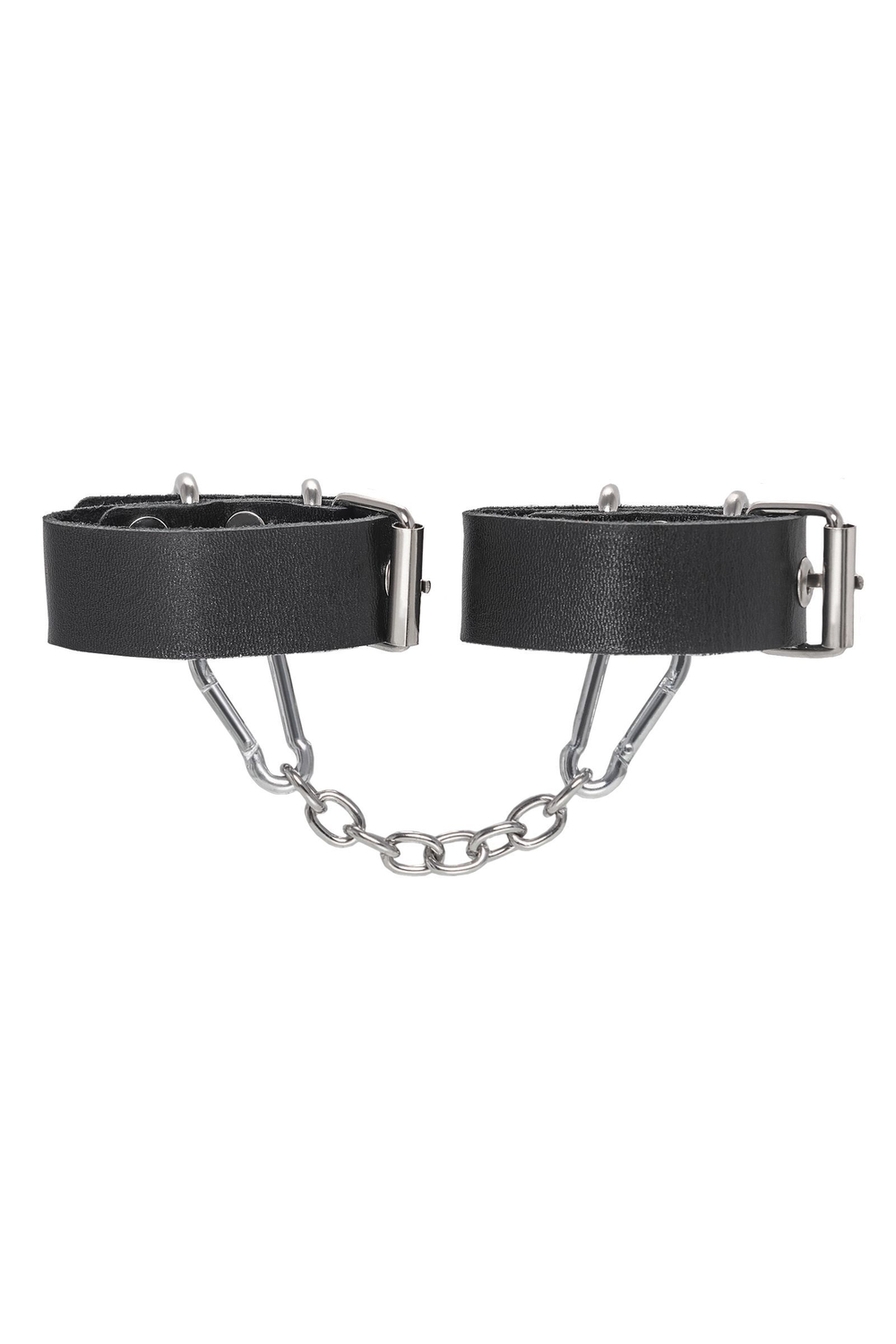 Черные кожаные наручники-браслеты из одного ремешка с люверсами