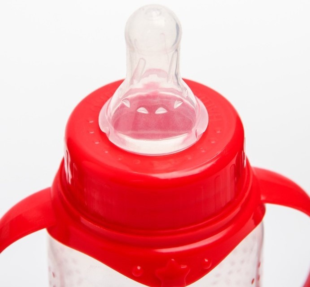 Бутылочка для кормления "Самая красивая"150 мл цилиндр, с ручками, цвет красный 2969881