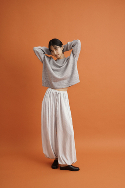 Брюки-аладдины из вискозы в полоску, голубые