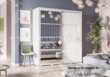 Шкаф-купе Крафт 6 Ясень белый