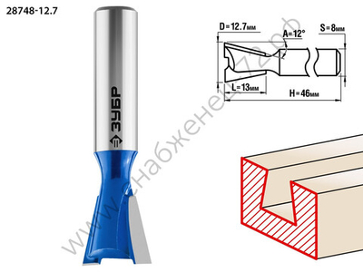 ЗУБР 12.7x13мм, угол 12°, фреза пазовая фасонная ″Ласточкин Хвост″