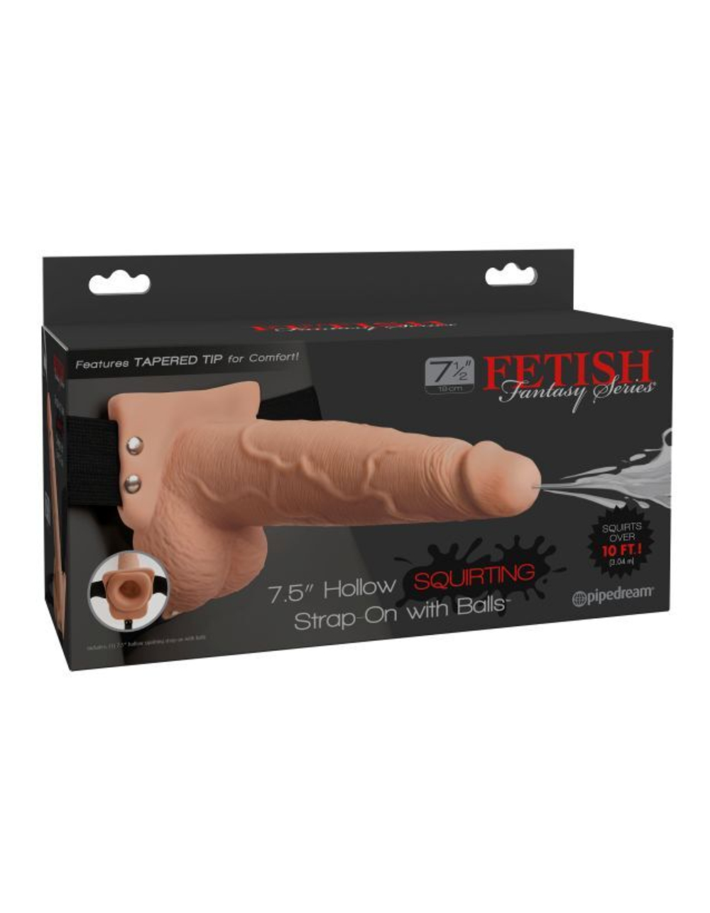 Фаллопротез с функцией эякуляции Fetish Fantasy 7.5 Hollow Squirting Strap-On with Balls Flesh