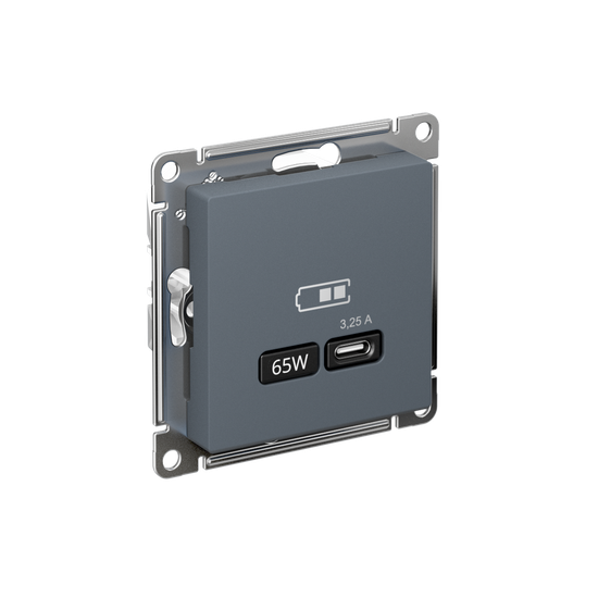 Розетка USB AtlasDesign тип C 65Вт QC PD высокоскор. ЗУ механизм грифель SE ATN000727