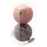 Новогодние шары 8 см (набор 2 шт) «Фантазия», серый/розовый