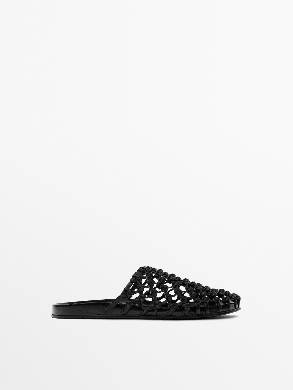 Massimo Dutti Плетеные кожаные сабо, черный