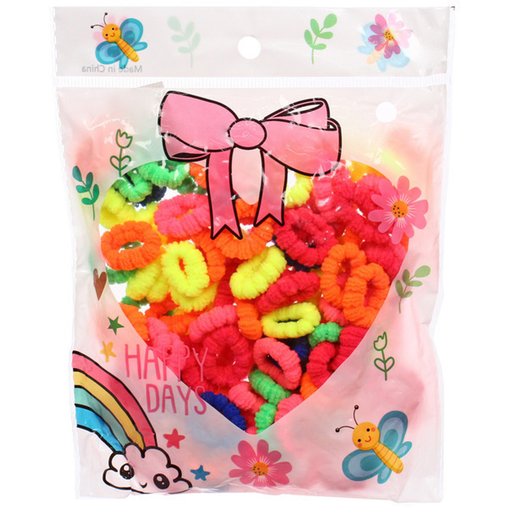 Резинки для волос 100шт «МИНДАЛЬ», цвет микс, d-2см