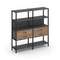 Shelf System Двухсекционный стеллаж четырехярусный с ящиками SN.STM-422 Антрацит/Дуб Табак/Металл Че