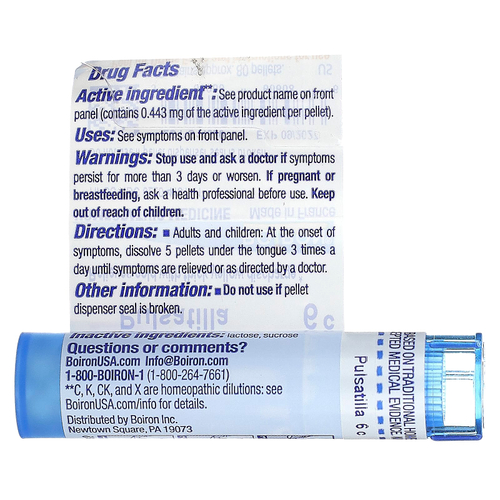 Boiron, Pulsatilla, 6C, облегчение холода, прибл. 80 гранул