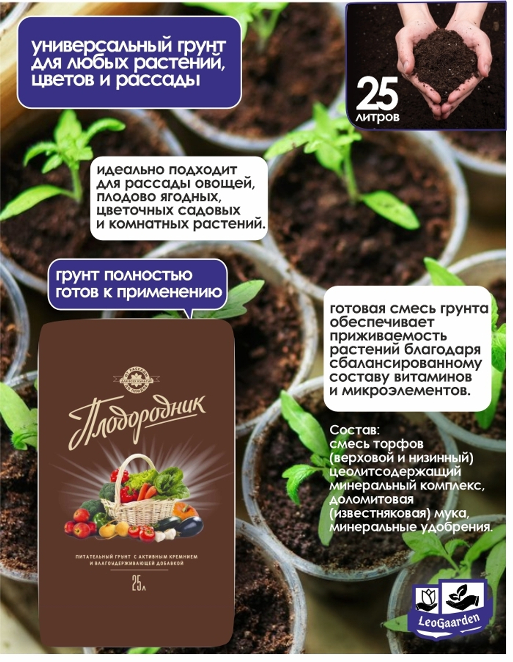 Грунт Плодородник, 25 л
