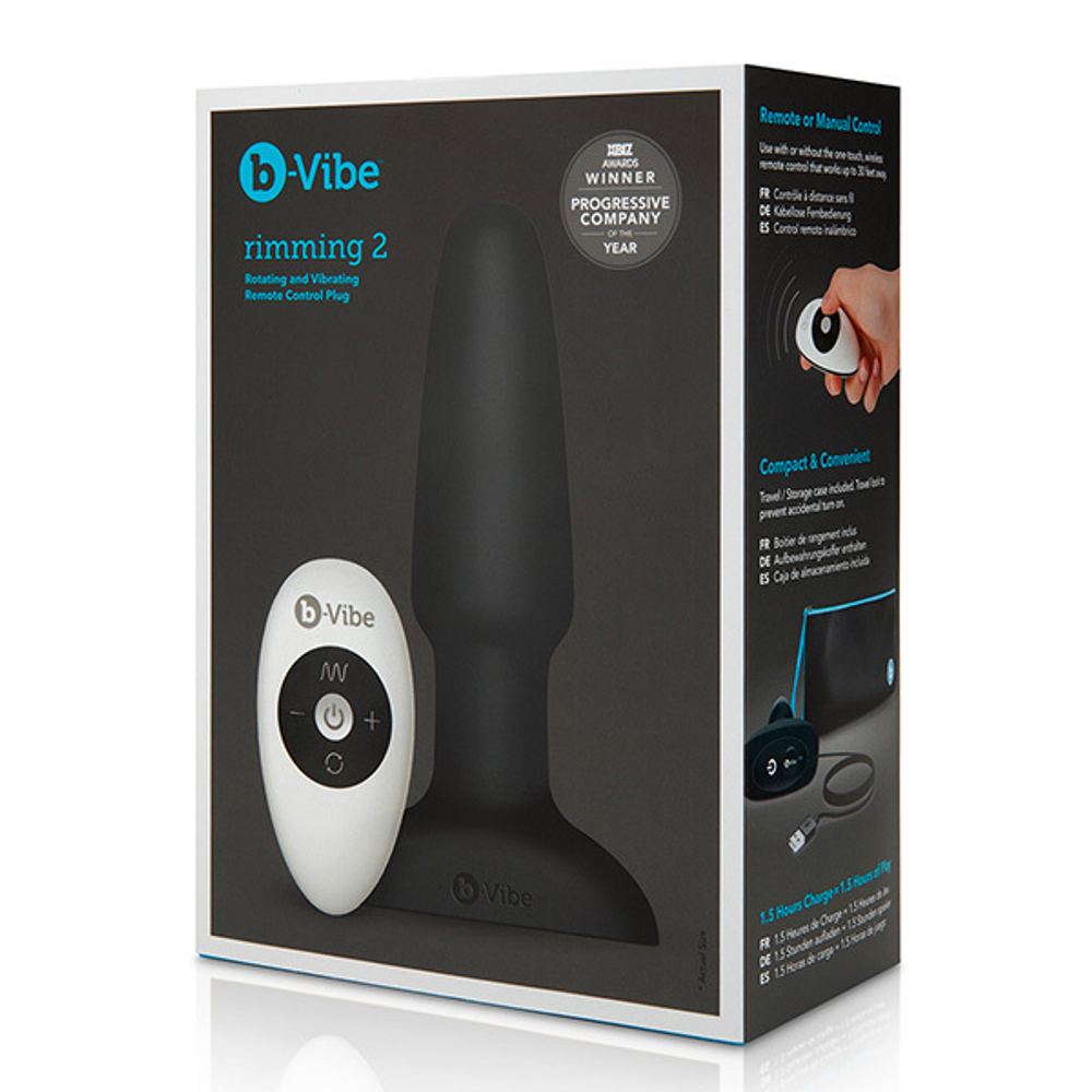 Черная анальная пробка с эффектом римминга 15см b-Vibe Rimming Remote Control Plug black BV-001-BLK