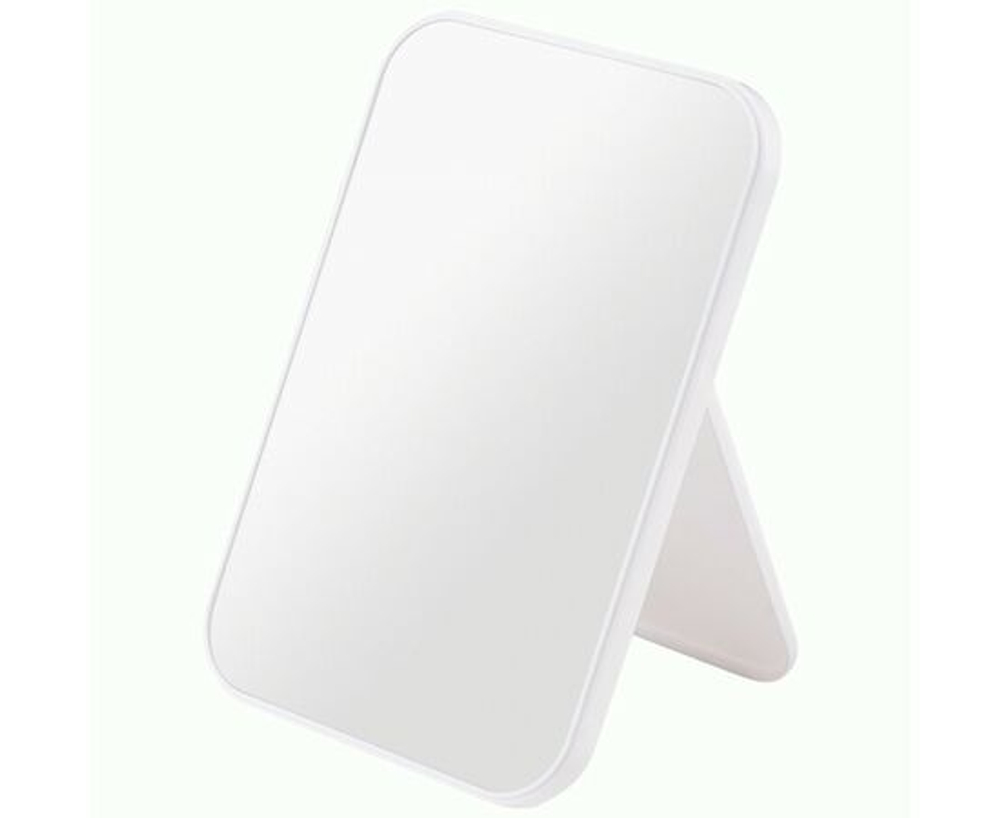 Зеркало косметическое Рыжий кот М-1602Р двустороннее, на ножке, полистирол, стекло, белое, размером 13.4х10.4х2см / аксессуары для макияжа (комплект из 2 шт)