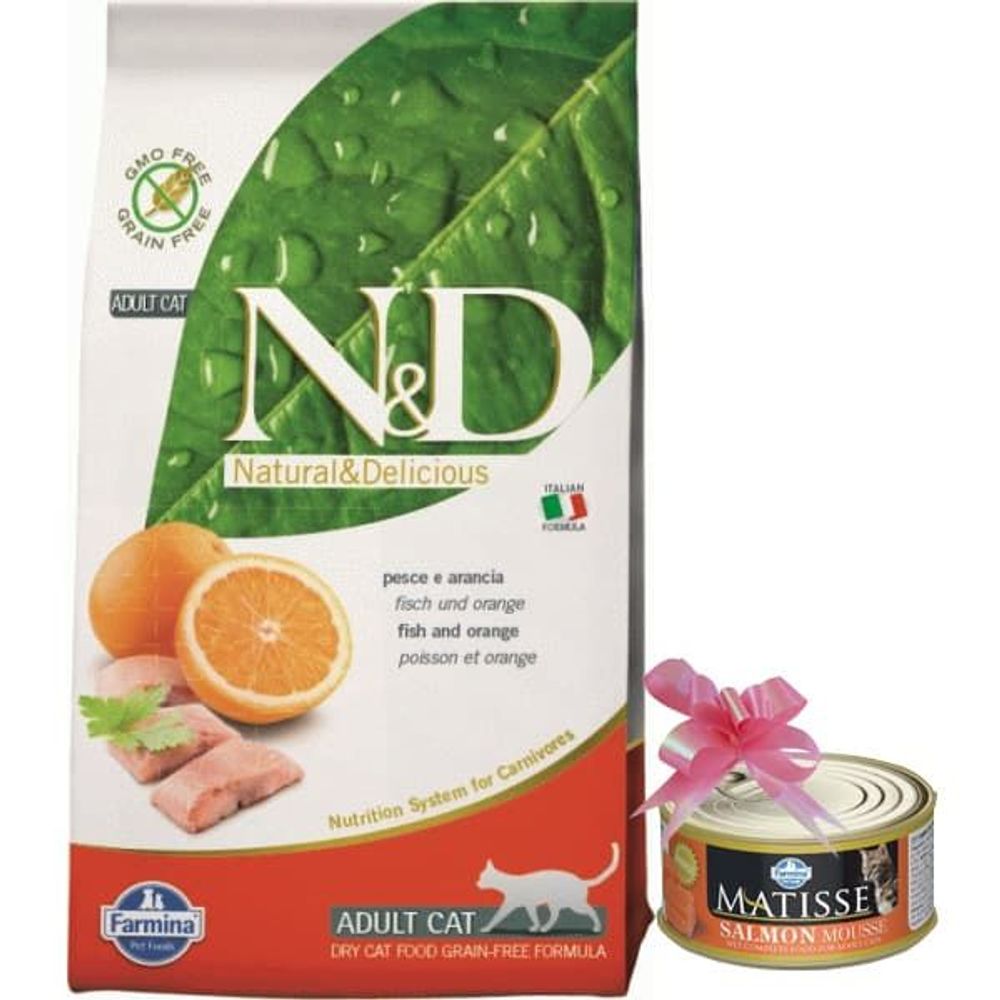 Корм Farmina N&amp;D Cat Fish &amp; Orange Adult 1,5 kg + ПОДАРОК