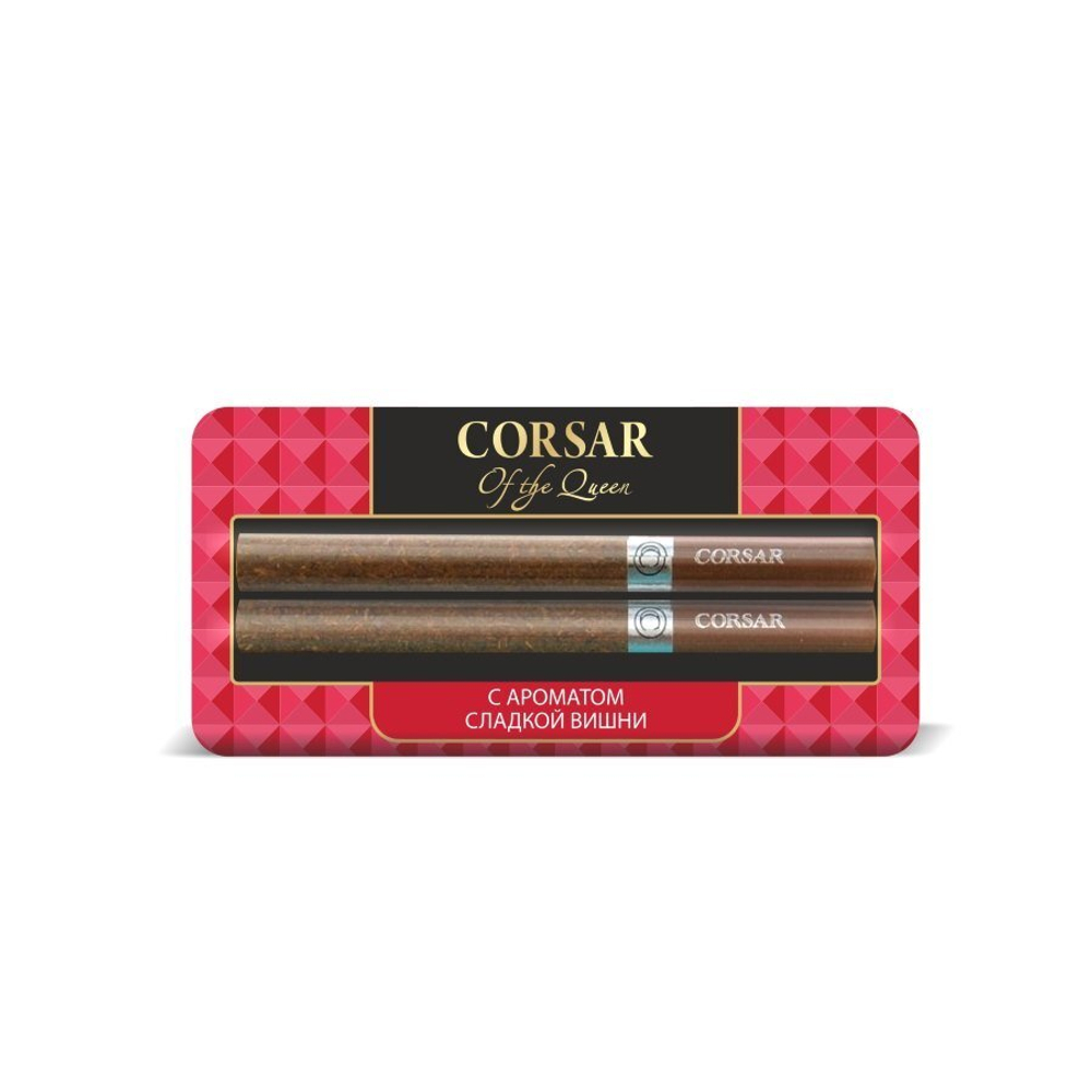 Сигариллы с/ф CORSAR of the QUEEN с ароматом Сладкой Вишни New, блистерная упаковка:2 шт.