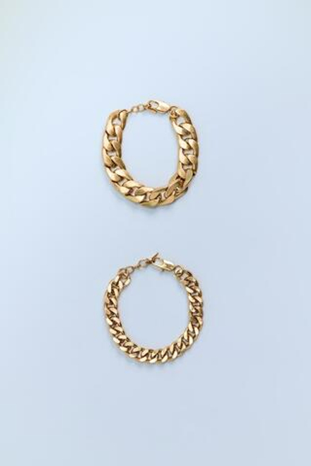 ZARA НАБОР ИЗ 2 БРАСЛЕТОВ-ЦЕПОЧЕК, ЗОЛОТИСТЫЙ