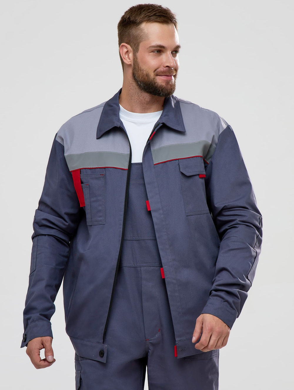 Костюм Флофт-2 СОП У. (тк.Саржа,250) п/к, т.серый/св.серый