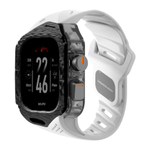 Спортивный ремешок-чехол Aulumu A01 Carbon Fiber Cover для Apple Watch Ultra 2–3 Полупрозрачный поликарбонатный чехол с накладкой из углеродного волокна и водостойкий ремешок в футуристическом стиле из фторэластомера с алюминиевой застёжкой pin-and-tuck.