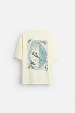 ZARA ФУТБОЛКА С КОНТРАСТНОЙ ВЫШИВКОЙ, БЕЛЫЙ