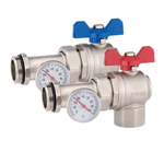 Комплект кранов д/коллек.групп угловой с терм. 1" VIEIR VR1105