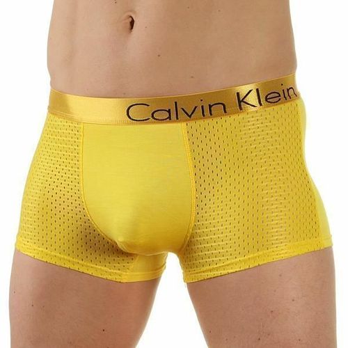 Мужские трусы боксеры желтые с золотистой резинкой Calvin Klein Bold Boxer со вставкой