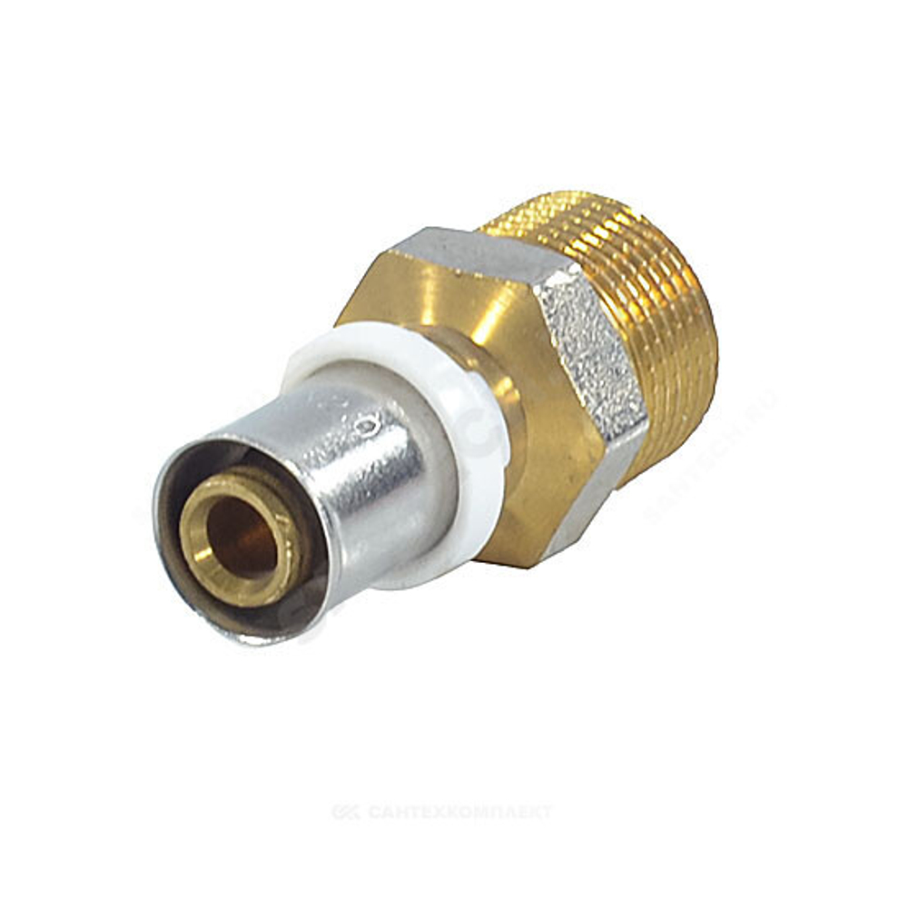 Муфта МП латунь никель пресс Дн 26х3/4" НР ГОСТ 32415-2013 8001 Aquasfera 8001-05