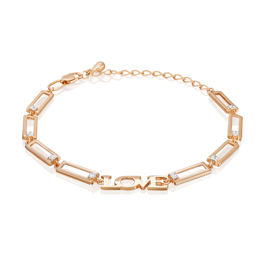 Браслет «Любовь» из красного золота с фианитами