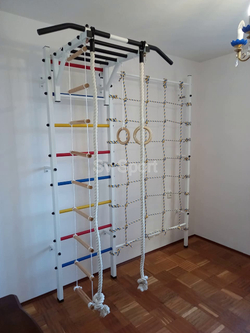 Монтаж шведской стенки Sv Sport с канатным лазом в бетонные, кирпичные стены