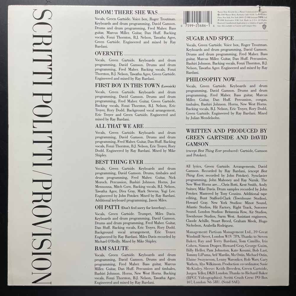 Scritti Politti ‎– Provision (США 1988г.)