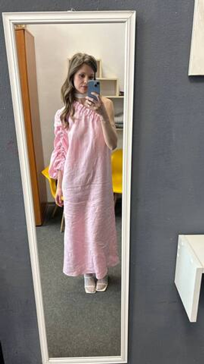 Linen dress with collar