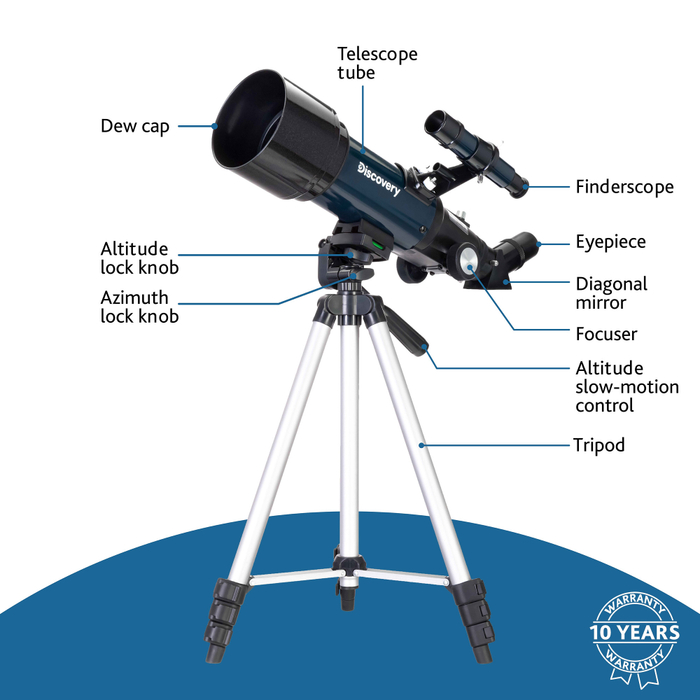 Телескоп Levenhuk Discovery Sky Trip ST70 с книгой Космос. Непустая пустота и держателем для смартфона