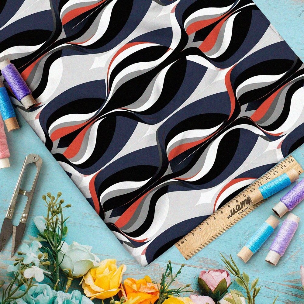 Ткань премиум дюспо ретро орнамент