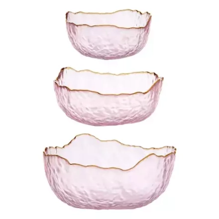 Салатник (маленький) LUCKY 13x6,5; 350мл, розовый с золотой каймой